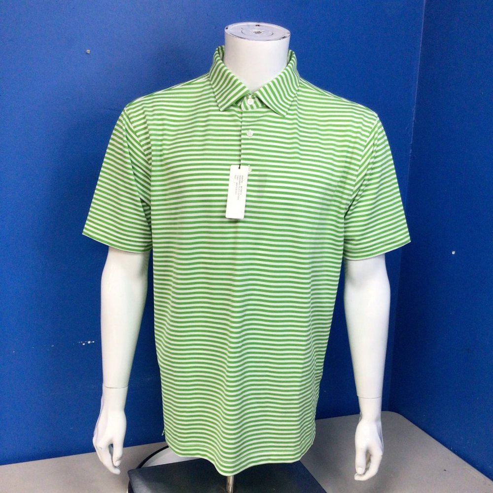 NWOT Turtleson Plato Stripe Polo ENVY/WHITE Size L